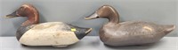 2 Carved & Painted Wood Duck Decoys