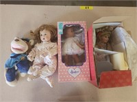 (3) Porcelain Dolls & (1) Puppet