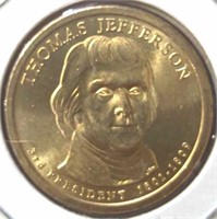 Uncirculated Thomas Jefferson US presidential $1