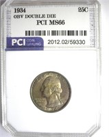 1934 Quarter PCI MS66 Obv Dbl Die RARITY