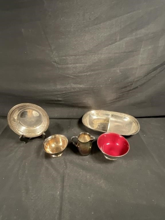 lot of 5 pieces of silver plate items
