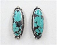 Circle J.W. Sterling Silver & Turquoise Earrings