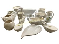 Fifteen Pieces White Bisque Art Pottery