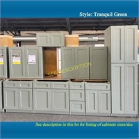 36" 9 PC Tranquil Green Kitchen Cabinet Set STR