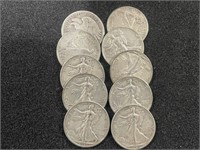 10 - WALKING LIBERTY HALF DOLLARS