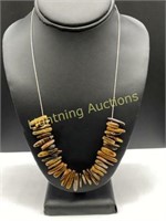 STERLING SILVER TIGER'S EYE GEMSTONE NECKLACE