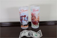 Vintage Frosted Rodeo Roundup Showdown Glasses