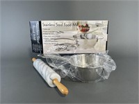 Stainless Steel Food Mill + Rolling Pin