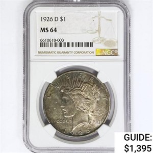 1926-D Silver Peace Dollar NGC MS64