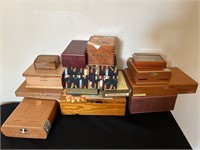 Assortment of Cigar Boxes, Wood, Fabric ++