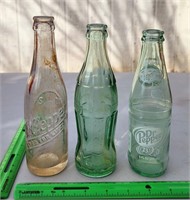 Vintage glass Dr. Pepper bottles