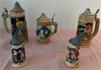 703 - 5 COLLECTIBLE BEER STEINS