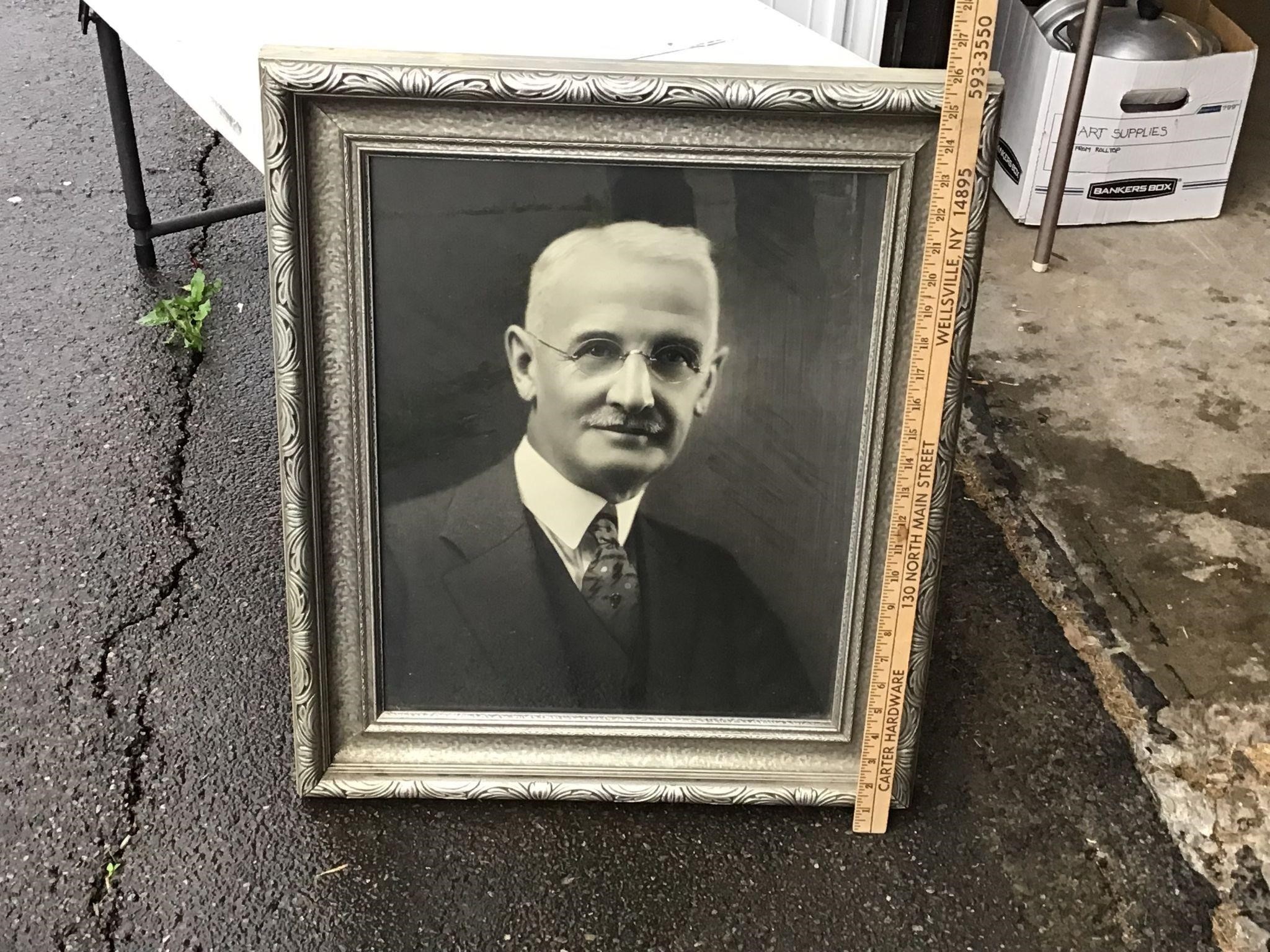 LARGE ANTIQUE PICTURE FRAME WITH GLASS