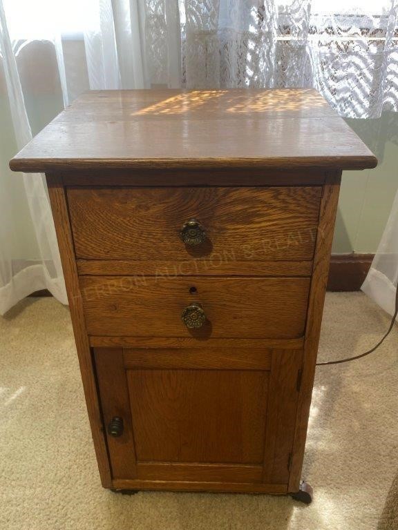Vintage Oak Rolling Cabinet