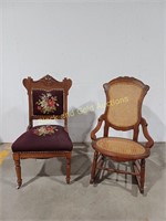 Wicker Backed Rocker, Embroidered Cushion Chair