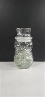 Vintage Libbey Seasonal Clear Glass Jolly Snowman