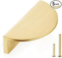 5-Pack Solid Brass Cabinet Pulls, Gold Half Moon