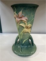 Roseville vase 9.5”H small chip on top
