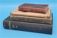4 Antique Books, Life Of Christ, Easter Bells, Rel