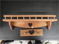 2 Wood Shelves, Heart Cutouts