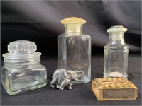 Antique brass match box, elephant figurine, 3