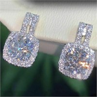 Cubic Zircon Silver Plated Stud Earrings