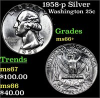 1958-p Washington Quarter Silver 25c Grades GEM++