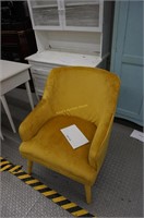 modern gold velvet tub-style chair, nice condition