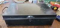 Vintage English Hinged Metal Cash Box