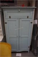 antique wardrobe- 2-door with unusual top blanket
