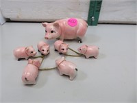 Vtg Japan Pig (3&1/2") & Piglets (1&1/2") Chain