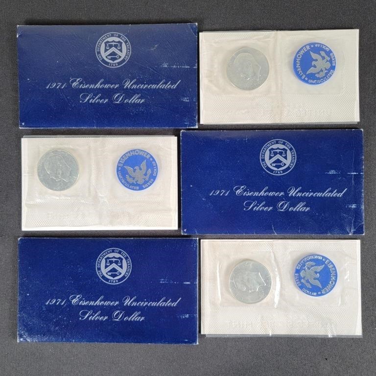 1971 Eisenhower Uncirculated Silver Dollars (3)