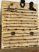 BEAD BOARD BARBWIRE DISPLAY PIECE