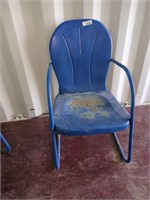 Retro Blue Patio Metal Chair-34" high x 19.5"w