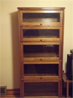 Five Shelf Oak Bookcase w/ Glass Front