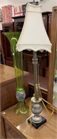 Modern Table Lamp & Green Glass Vase