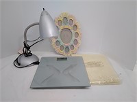 Desk Lamp, Bathroom Scale, Baby Frame, & More