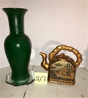 Satsuma Teapot and Green Vase