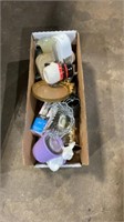 Miscellaneous box, candles, and wall plugs