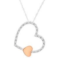 10k Two-tone Gold .14ct Diamond Heart Necklace