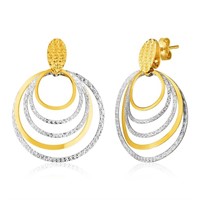 14k  Two-tone Gold Graduated Circles Post Earrings