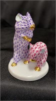 Herend, Mice Pair, lilac, raspberry and gold, 3" W