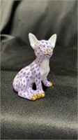 Herend, Chihuahua, lilac and gold, 1.75" L x 2.75"