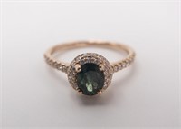 14KT ROSE GOLD ALEXANDRITE AND DIAMOND HALO RING