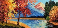 “Autumn In Alps”12"x24"Original Painting-Antanenka