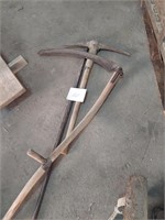 Hand scythe and pick ax