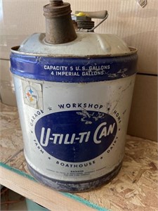 Vintage U Tili Ti can 5 gallon advertising can
