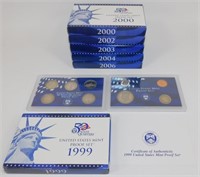 6 U.S. Proof Sets - 1999, 2000, 2002, 2003, 2004