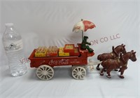 Coca-Cola Coke Cast Iron Horse Drawn Wagon