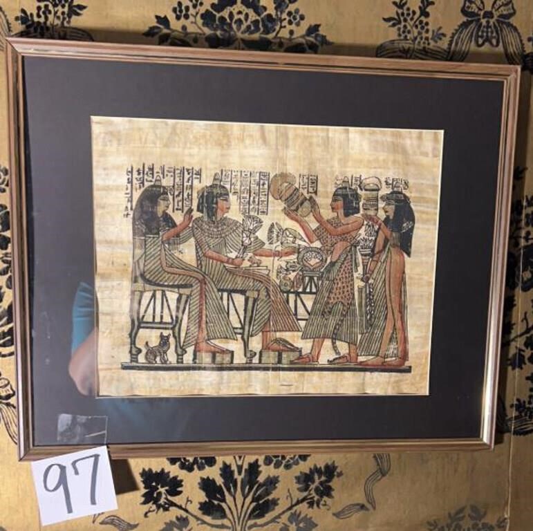 Framed Vintage Egyptian Paintings on Papyrus Paper